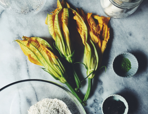 ricette con matcha: fiori di zucca ripieni